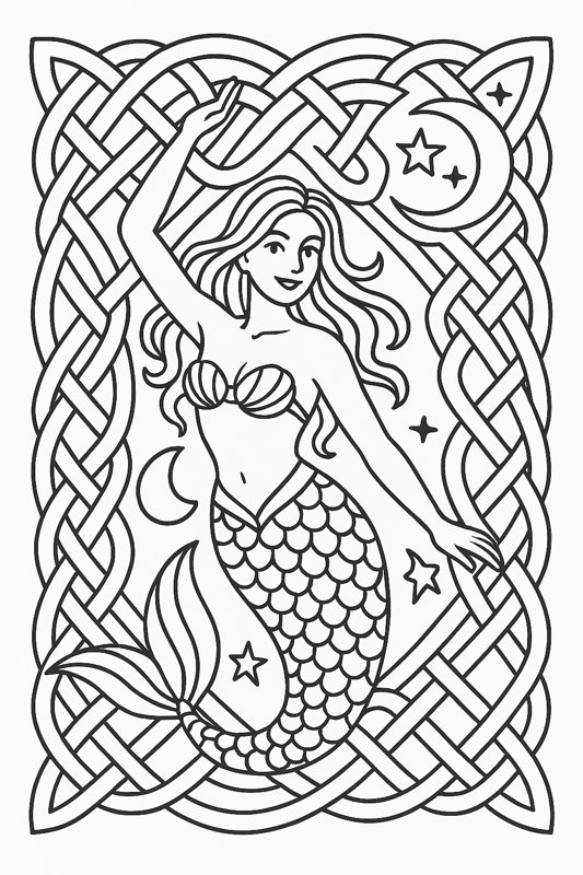 Crescent Frame Coloring Page artwork