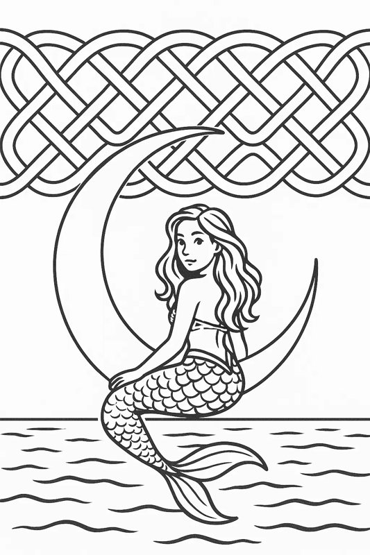 Crescent Tide Coloring Page artwork
