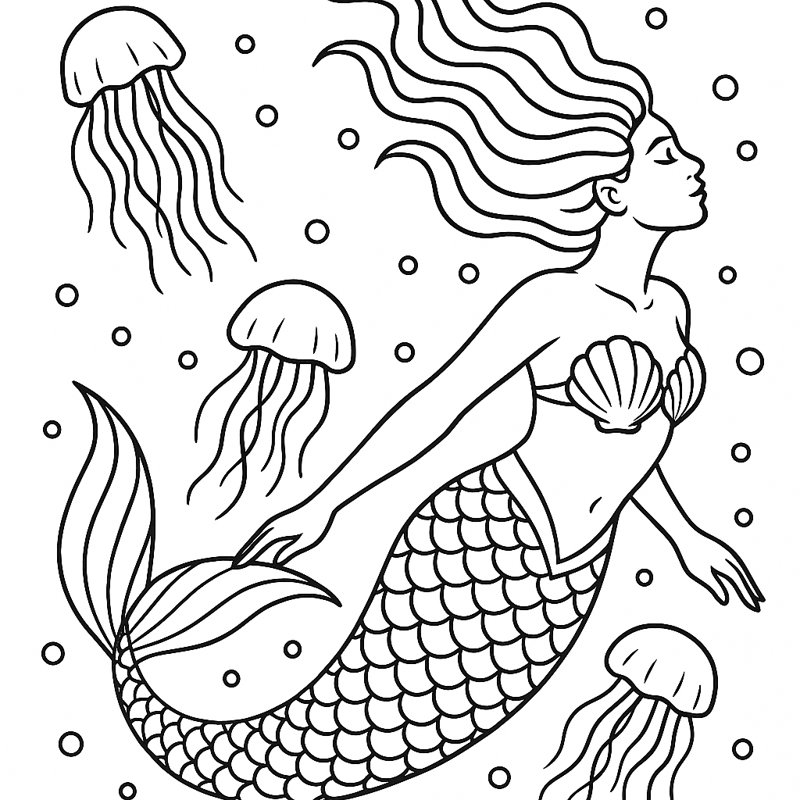 Jellyfish Drift Coloring Page artwork