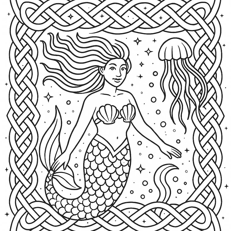 Jellyfish Knot Coloring Page artwork