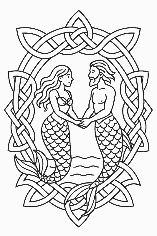 Knotwork Sweethearts Coloring Page artwork