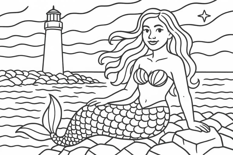 Lighthouse Point Coloring Page artwork
