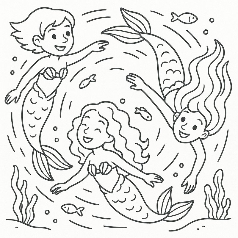 Mermaid Ring Coloring Page artwork
