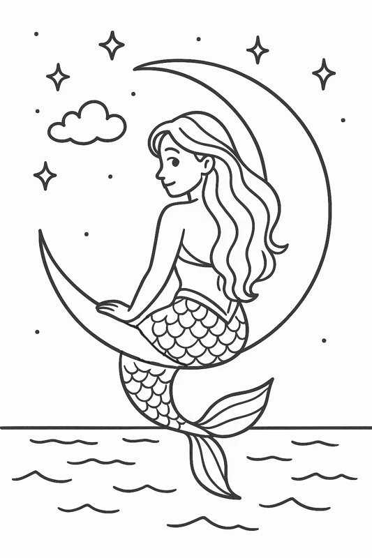 Moon Perch Coloring Page artwork