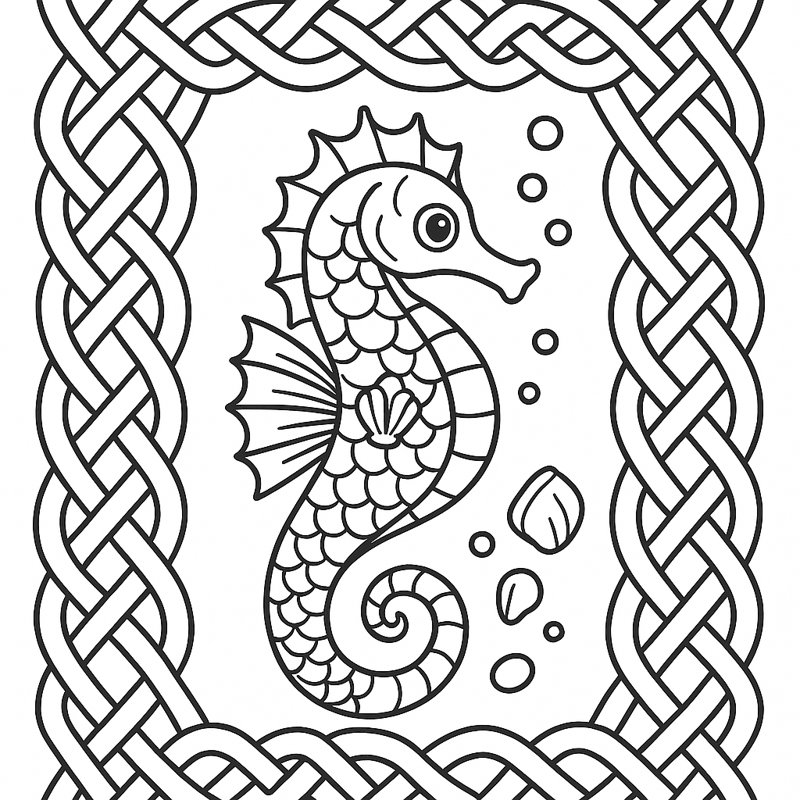 Seahorse Knot Coloring Page artwork