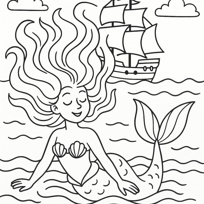 Ship in Her Hair Coloring Page artwork
